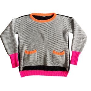 Dr Bloom Conga Sweater Hi low neon accents gray navy S/M